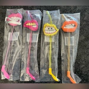 7 Eleven 7-11 Slurpee Straw Mouth Pop Grills Teeth Lot of  4, Orange, Gold, Pink